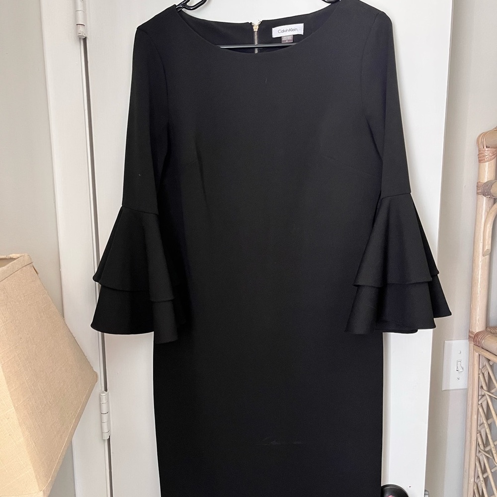 Calvin Klein Black Ruffle Sleeve Dress